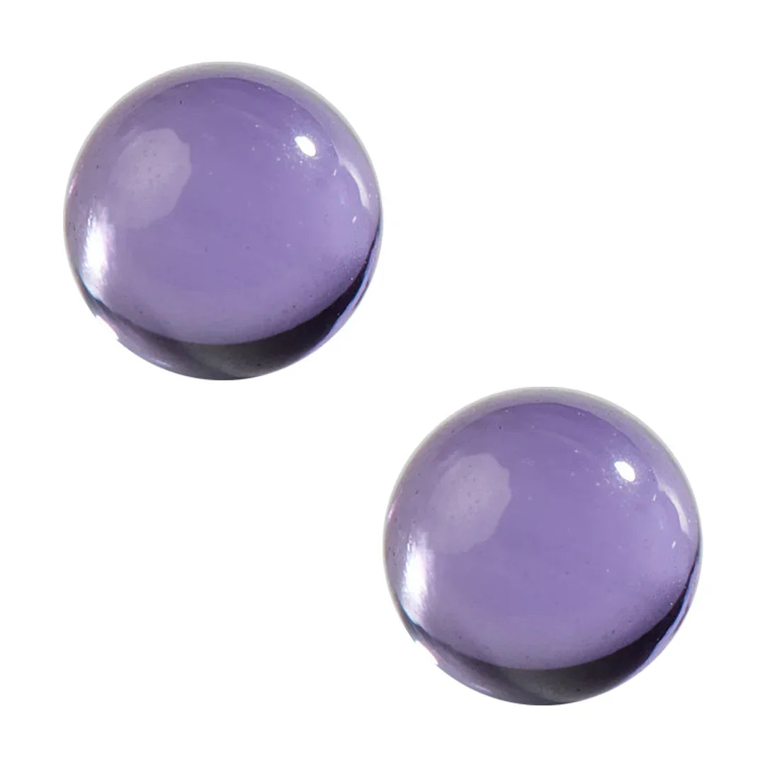 Pair of purple glass balls for smoking accessories on white background