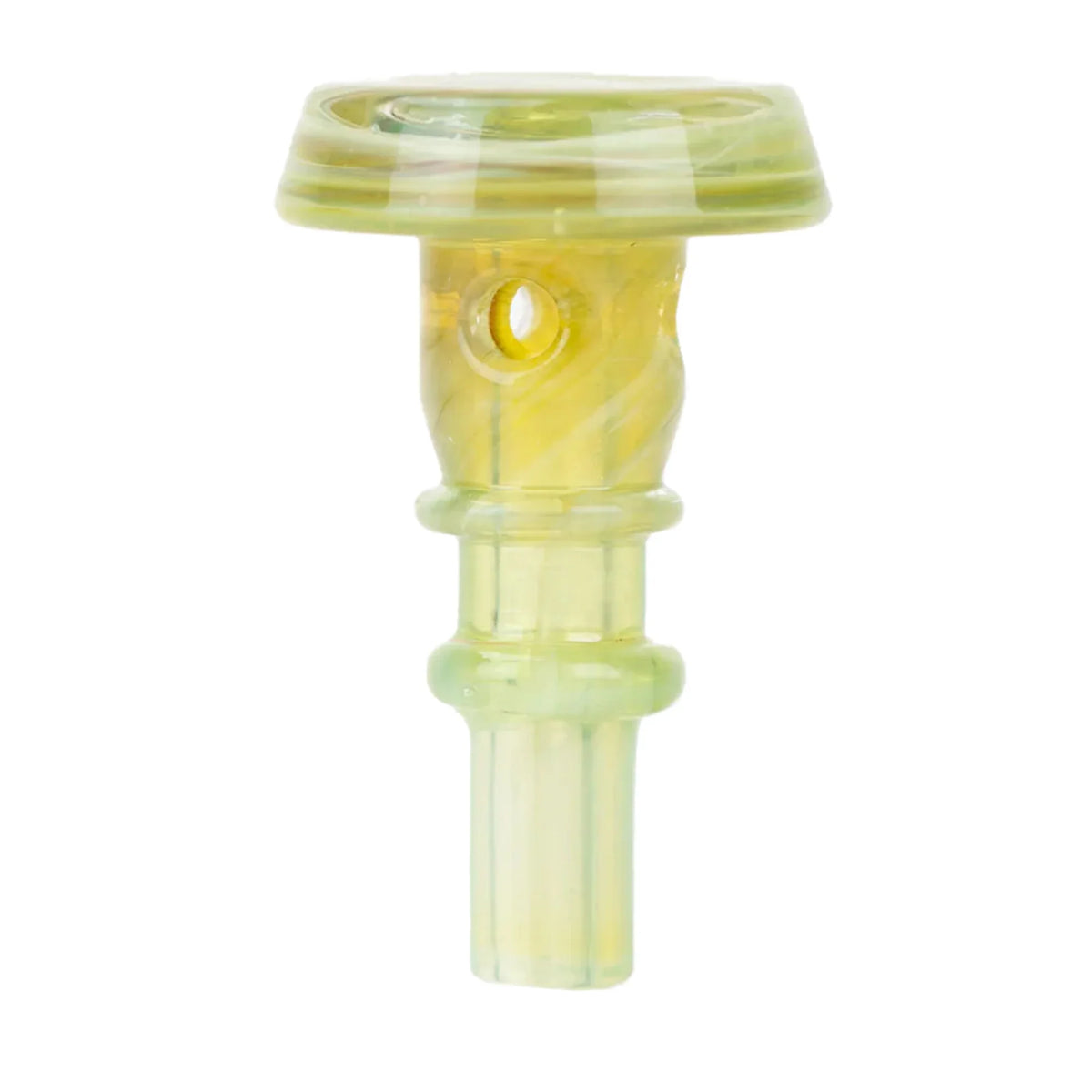Yellow glass bowl piece for water pipe on white background