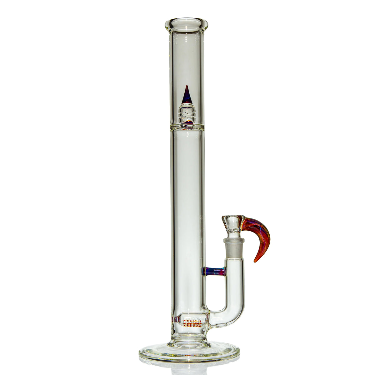 Hand-blown glass Amber Purple Down Grid Inline Tube by Kenta Kito
