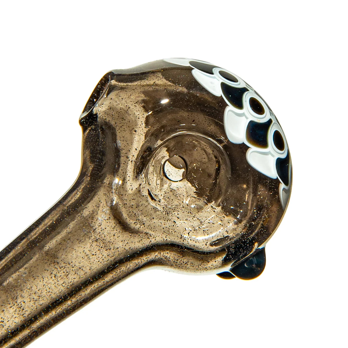 Olour Glass - Black & White Dotstack Black Spoon