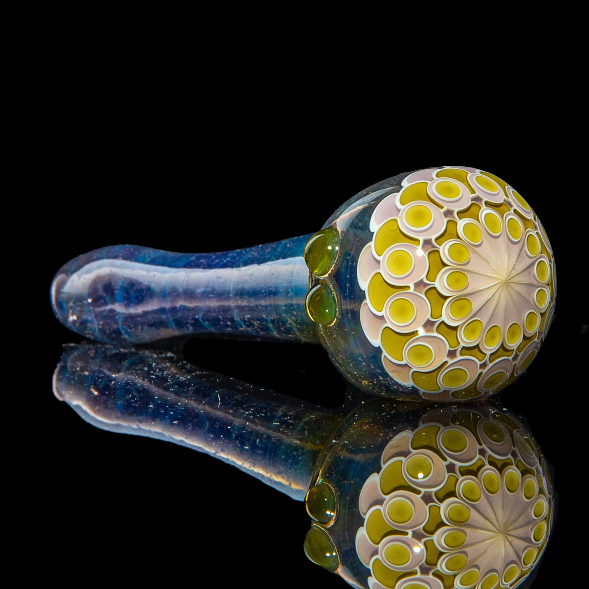 Hand-blown glass Pink & Gold Dotstack Purple Gradient Spoon by Olour Glass