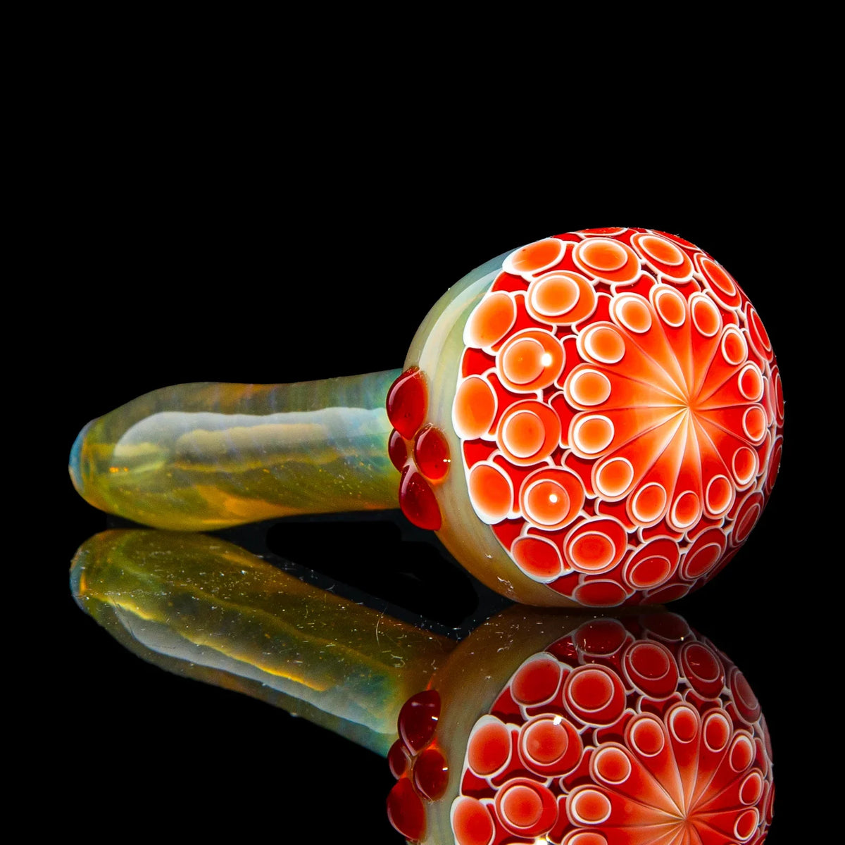 Hand-blown glass Red Dotstack Caramel Spoon by Olour Glass