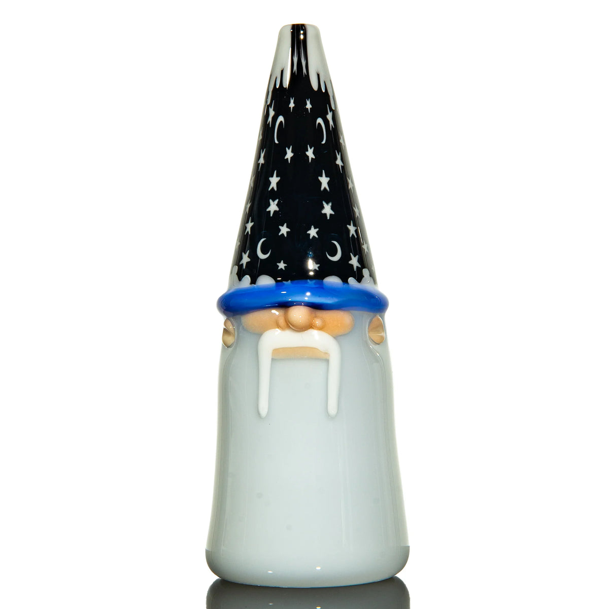 Hand-blown glass dab rig with a wizard design by Phil Siegel