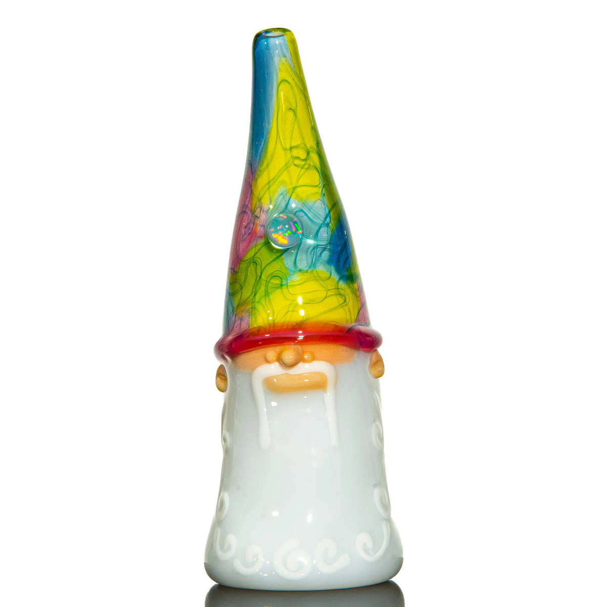 Hand-blown glass dab rig with a wizard design by Phil Siegel x Scott Moan