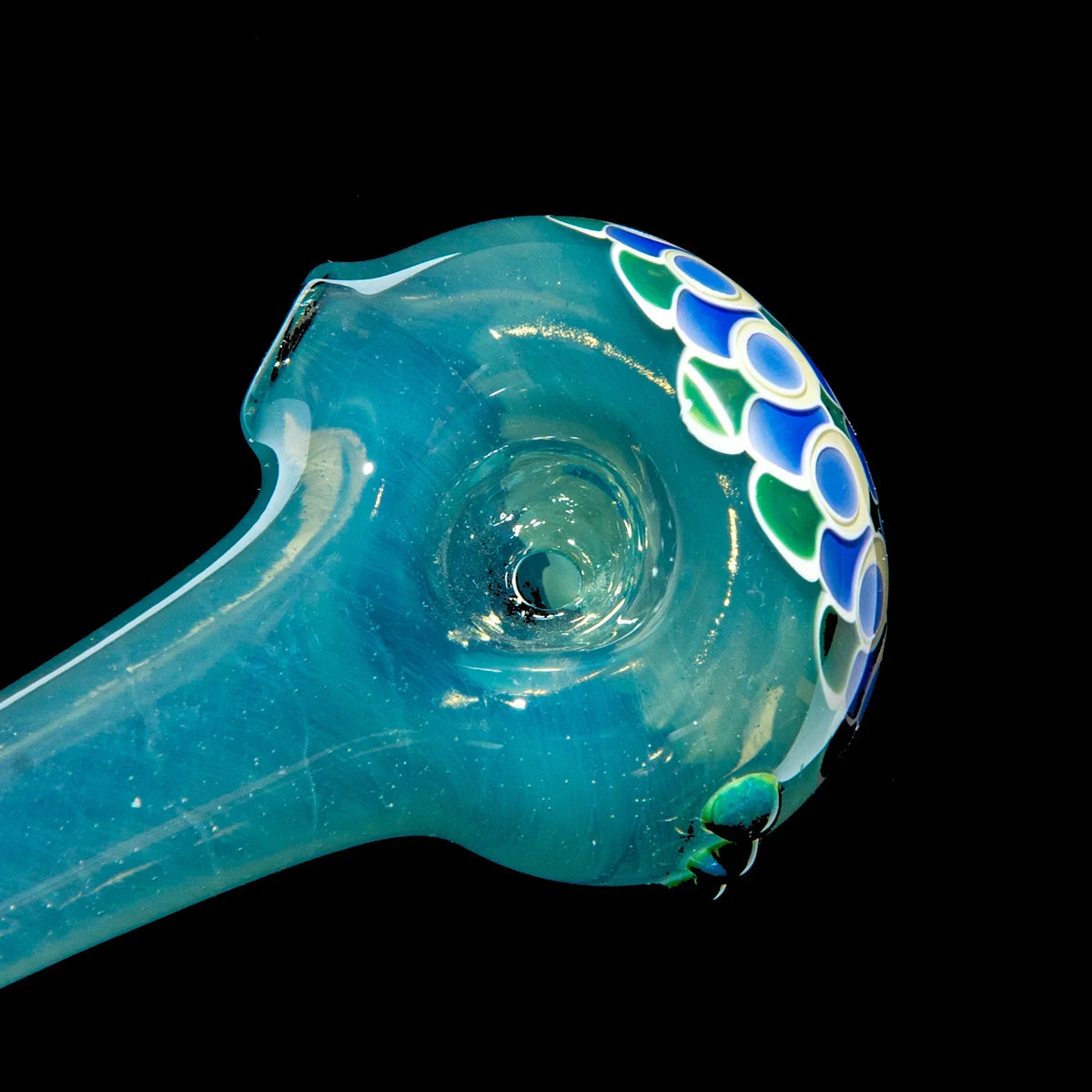 Olour Glass - Blue & Yellow Dotstack Light Blue Spoon