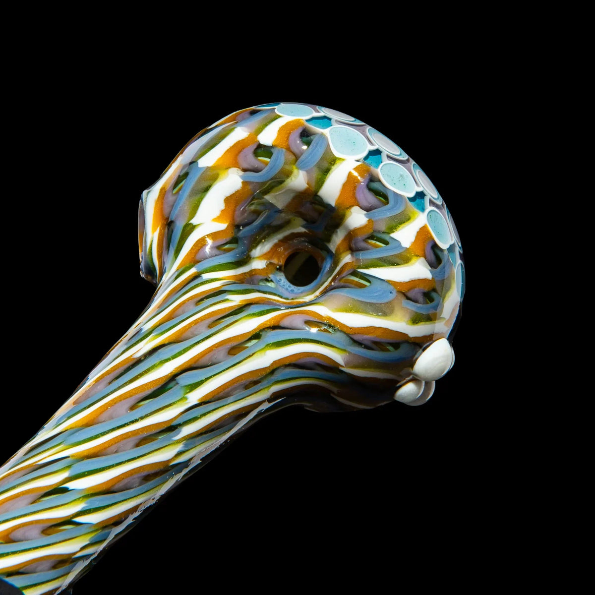 Olour Glass - Light Blue & Purple Dotstack Heliocoil Spoon