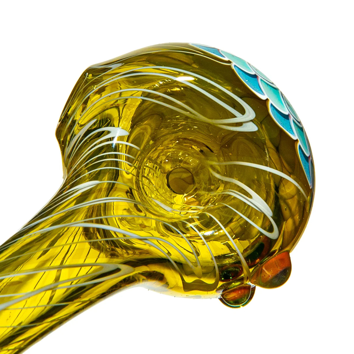Olour Glass - Light Blue & Red Dotstack Gold Scribble Spoon