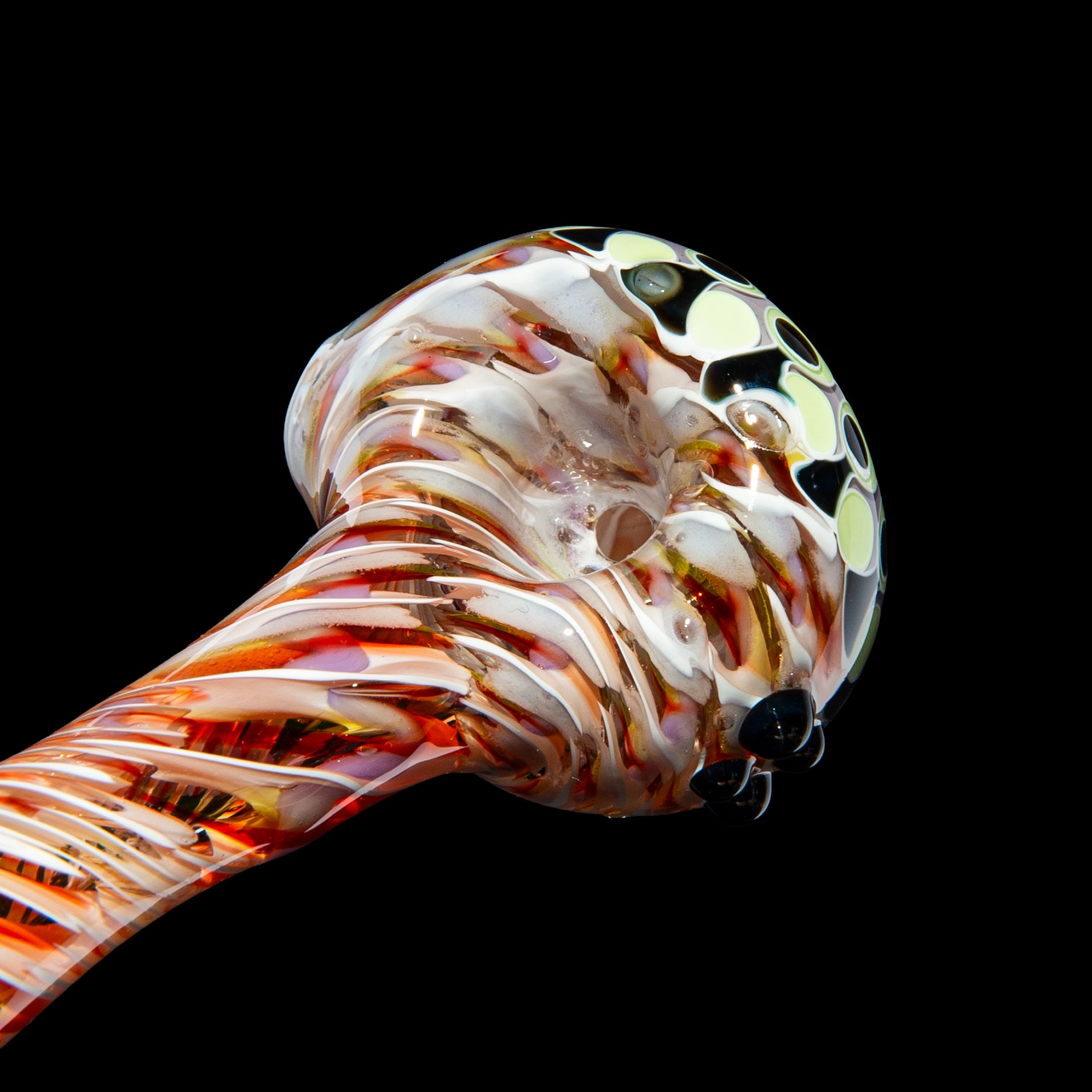 Olour Glass - Lime, Purple & Black Dotstack Heliocoil Spoon