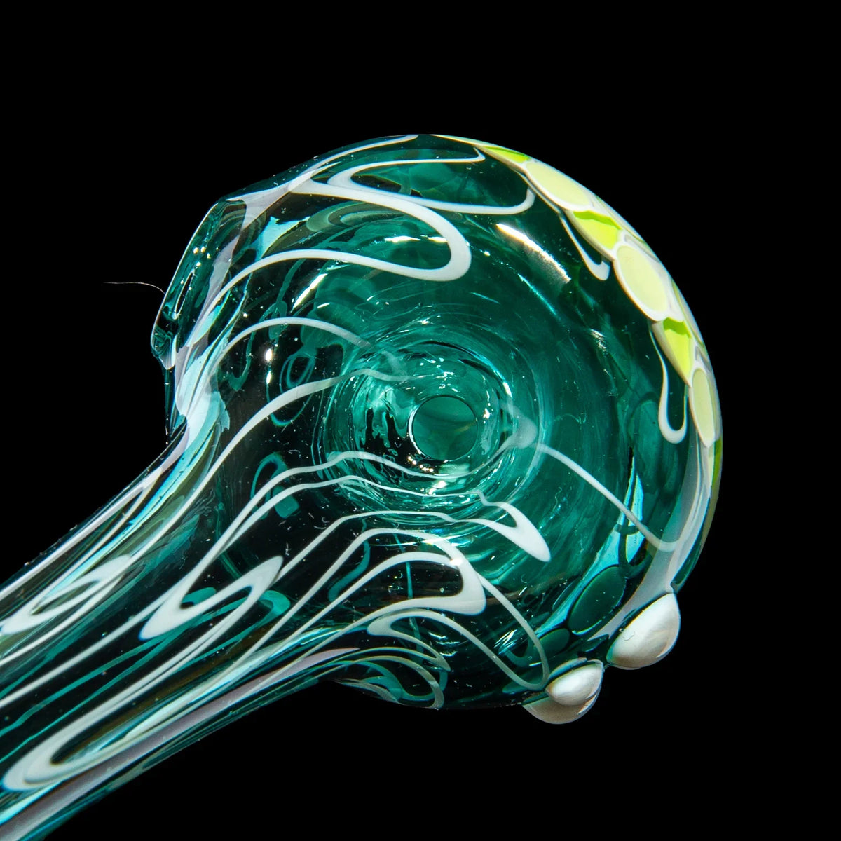 Olour Glass - Lime & White Dotstack Teal Scribble Spoon