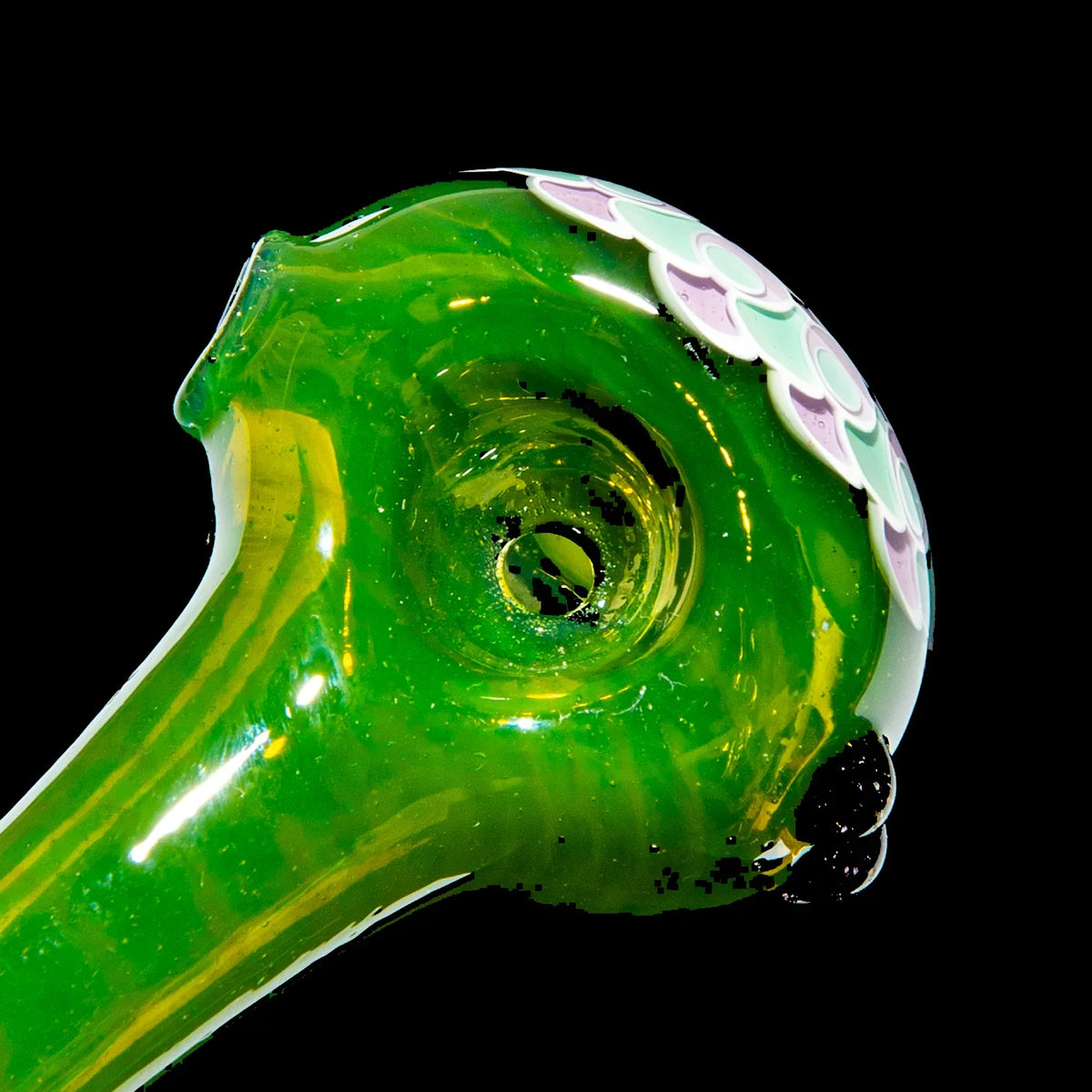 Olour Glass - Mint & Pink Dotstack Green Spoon