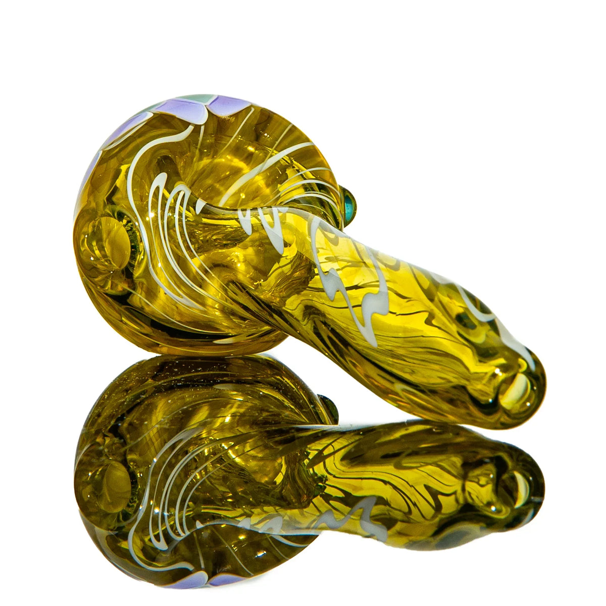 Olour Glass - Mint & Violet Dotstack Gold Scribble Spoon