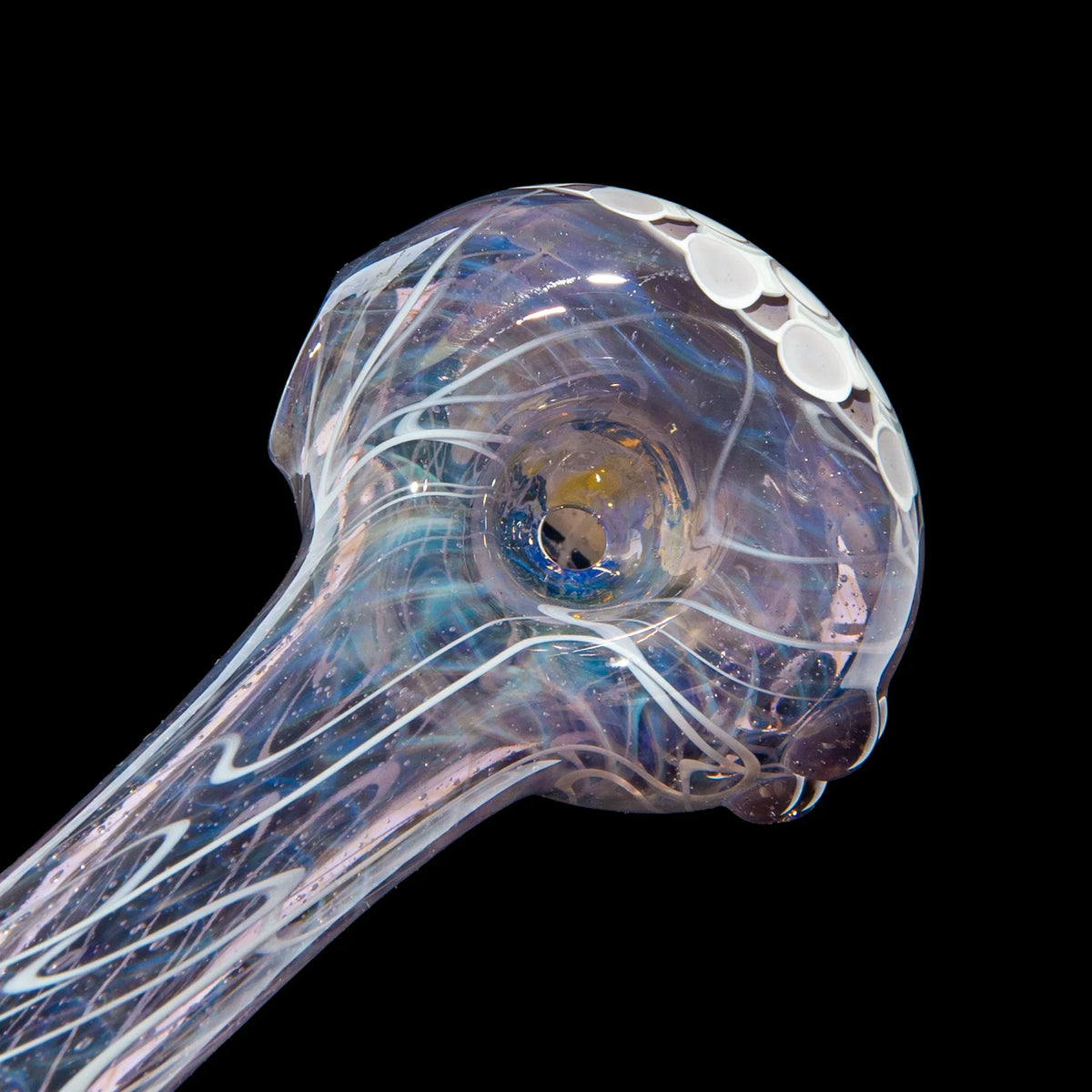 Olour Glass - Purple & White Dotstack Purple Scribble Spoon