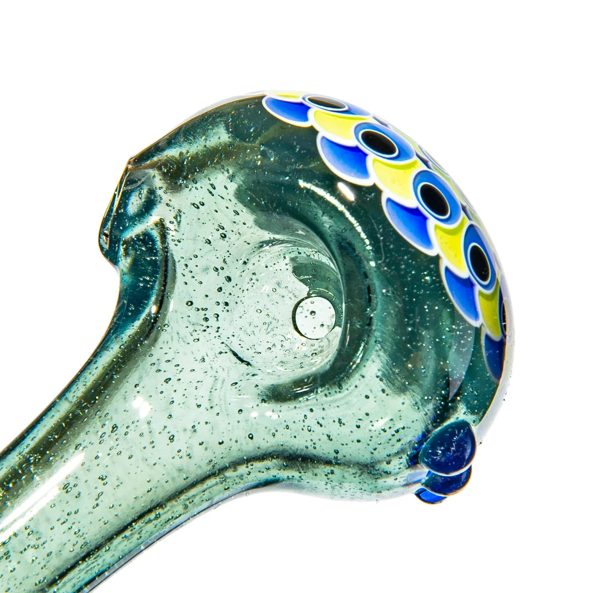 Olour Glass - Yellow, Blue & Black Dotstack Sea Green Spoon