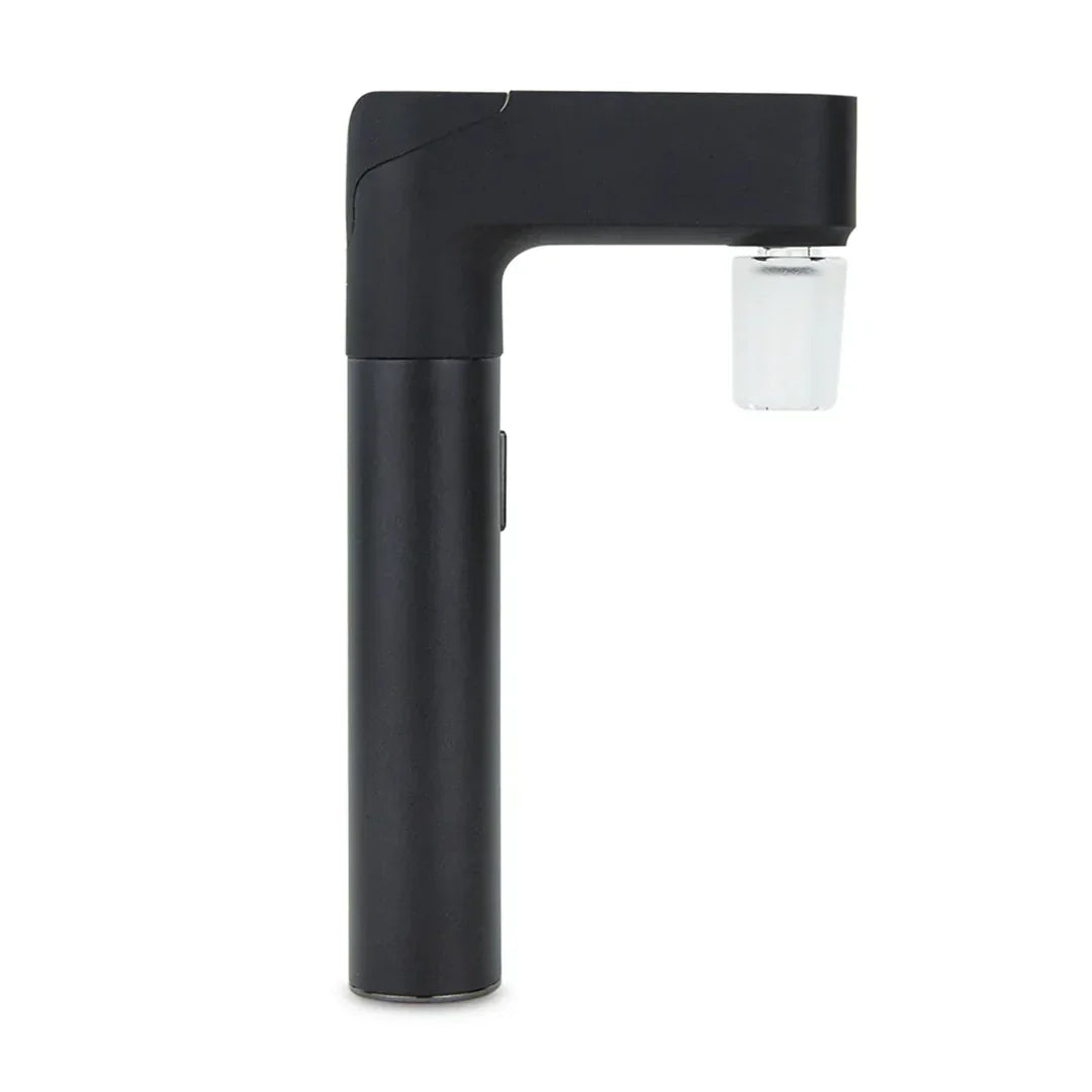 Black electronic vaporizer attachment with glass connector for water pipes