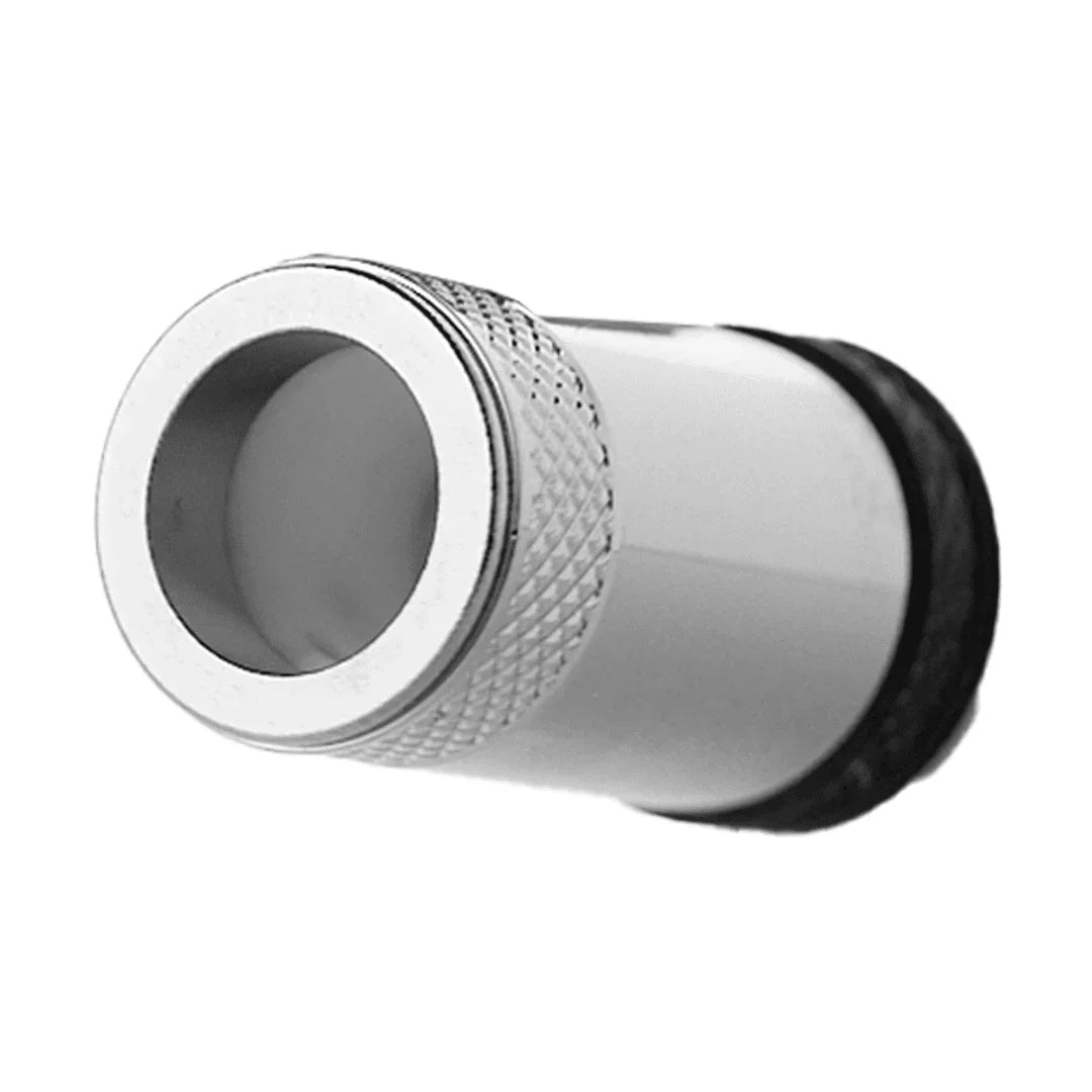 Close-up of a silver metal vaporizer accessory or replacement coil with textured grip