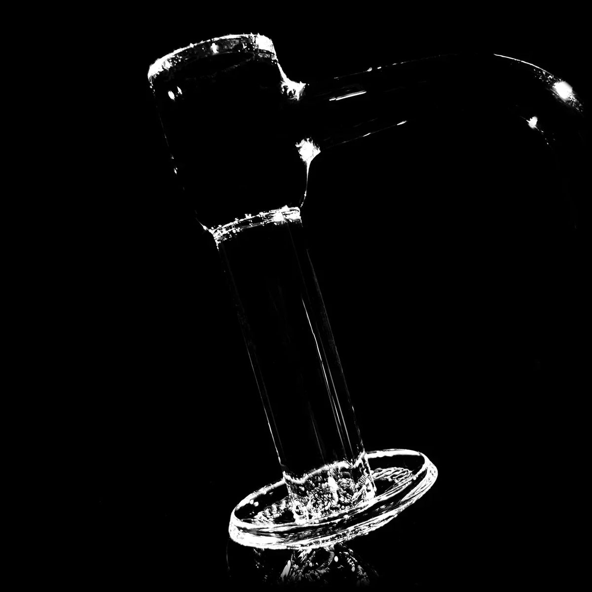 Clear quartz glass banger on black background for dab rig or oil rig accessory