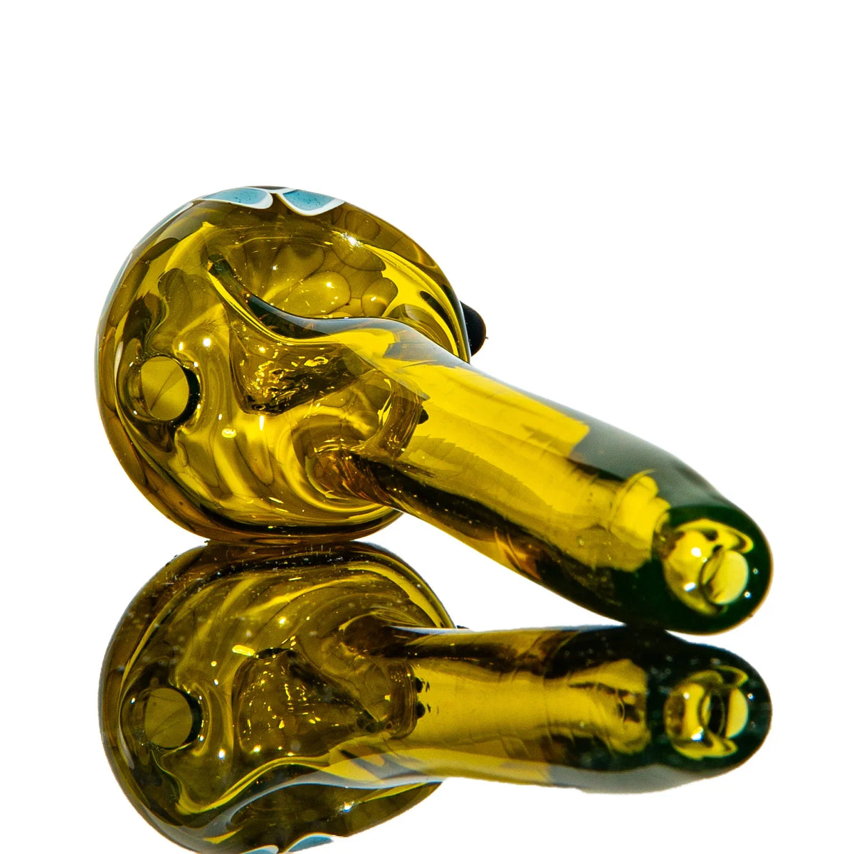 Olour Glass - Black, Light Blue & Gold Dotstack Gold Spoon