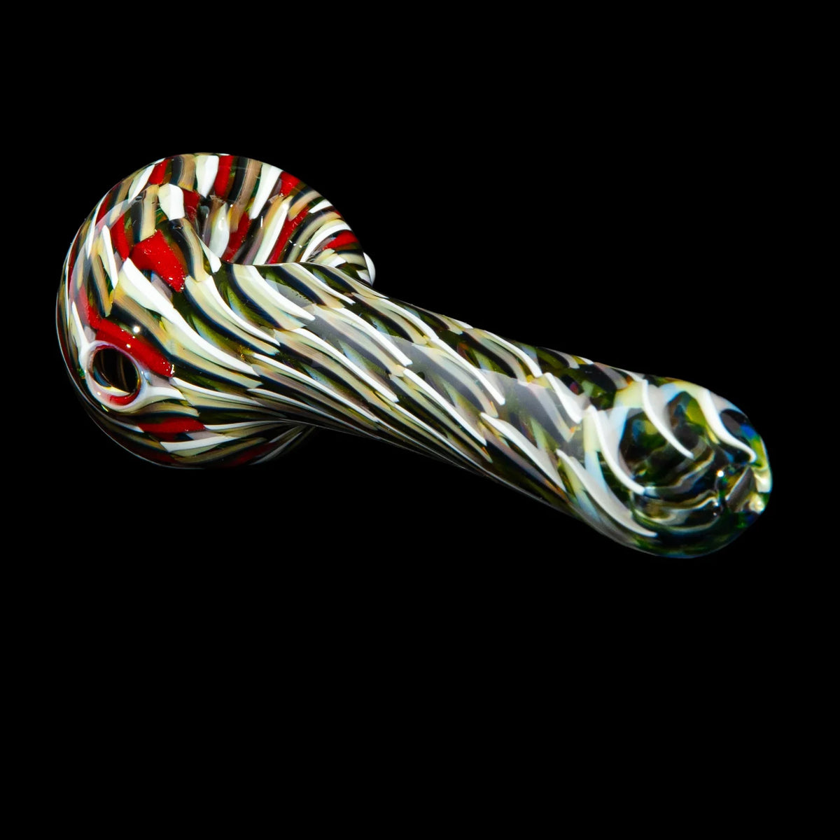 Olour Glass - Black & White Dotstack Heliocoil Spoon