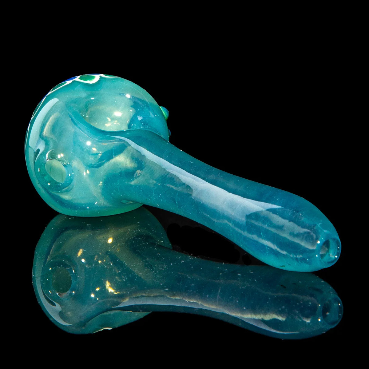 Olour Glass - Blue & Yellow Dotstack Light Blue Spoon