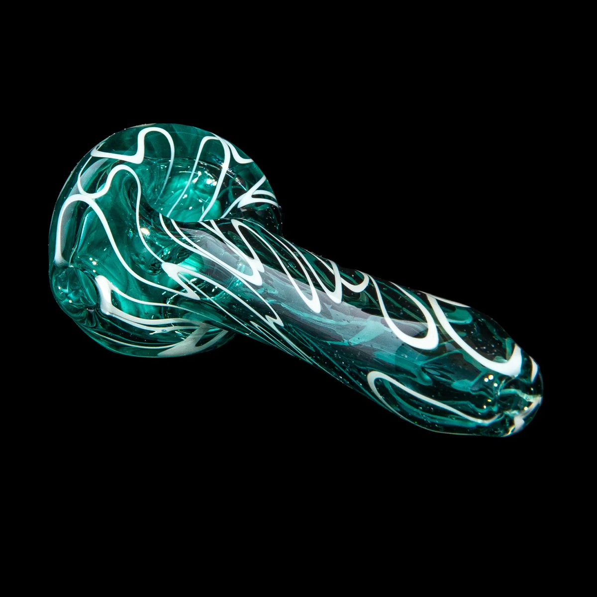 Olour Glass - Light Blue & Black Dotstack Teal Scribble Spoon