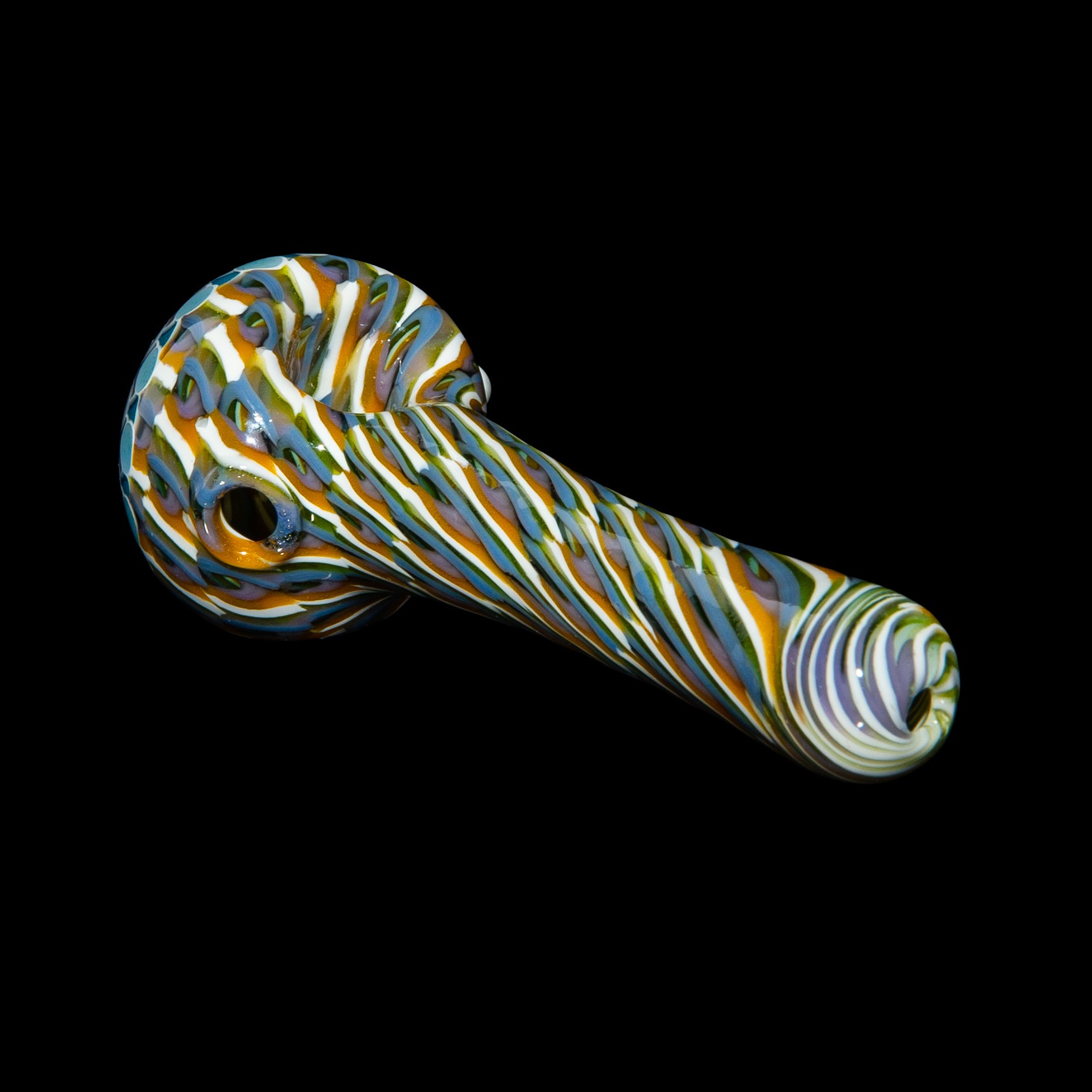 Olour Glass - Light Blue & Purple Dotstack Heliocoil Spoon
