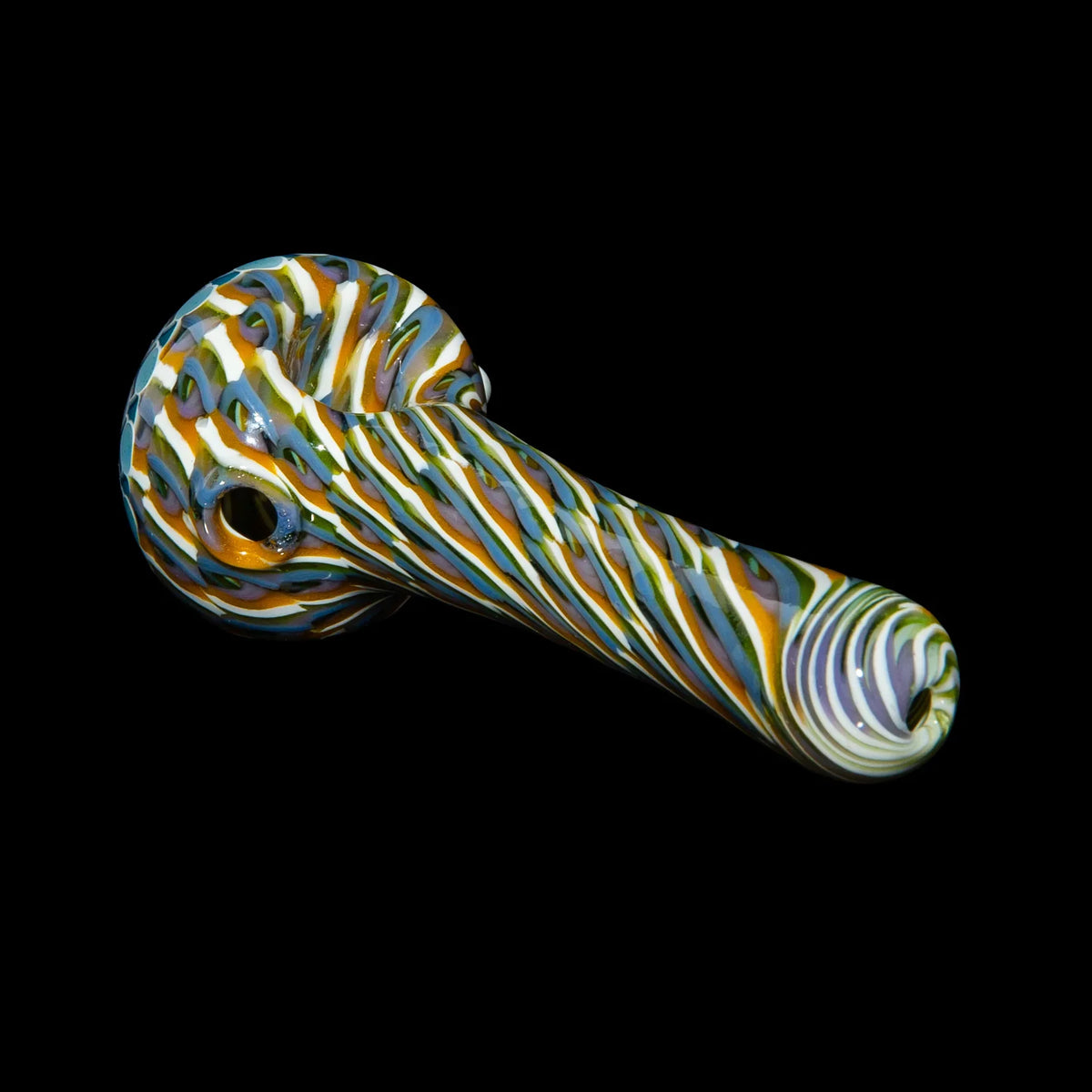 Olour Glass - Light Blue & Purple Dotstack Heliocoil Spoon