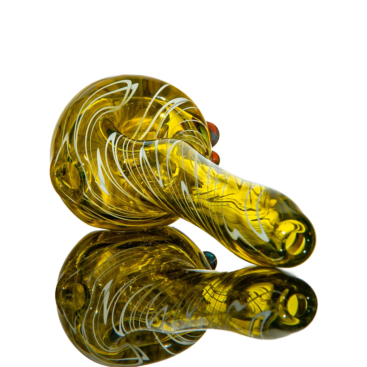 Olour Glass - Light Blue & Red Dotstack Gold Scribble Spoon