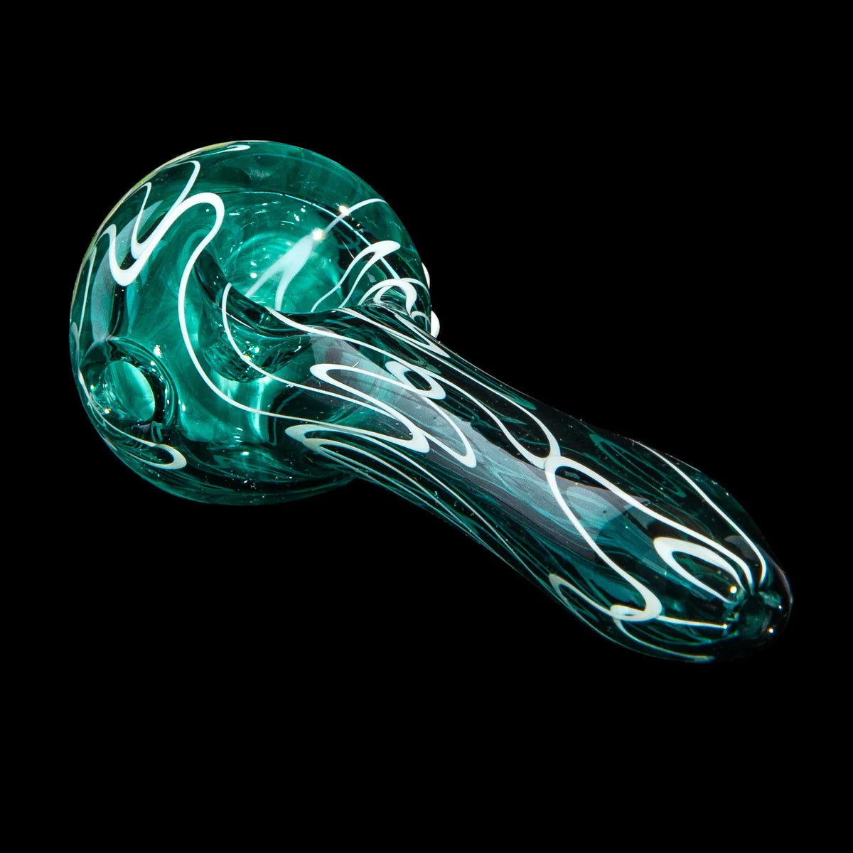 Olour Glass - Lime & White Dotstack Teal Scribble Spoon