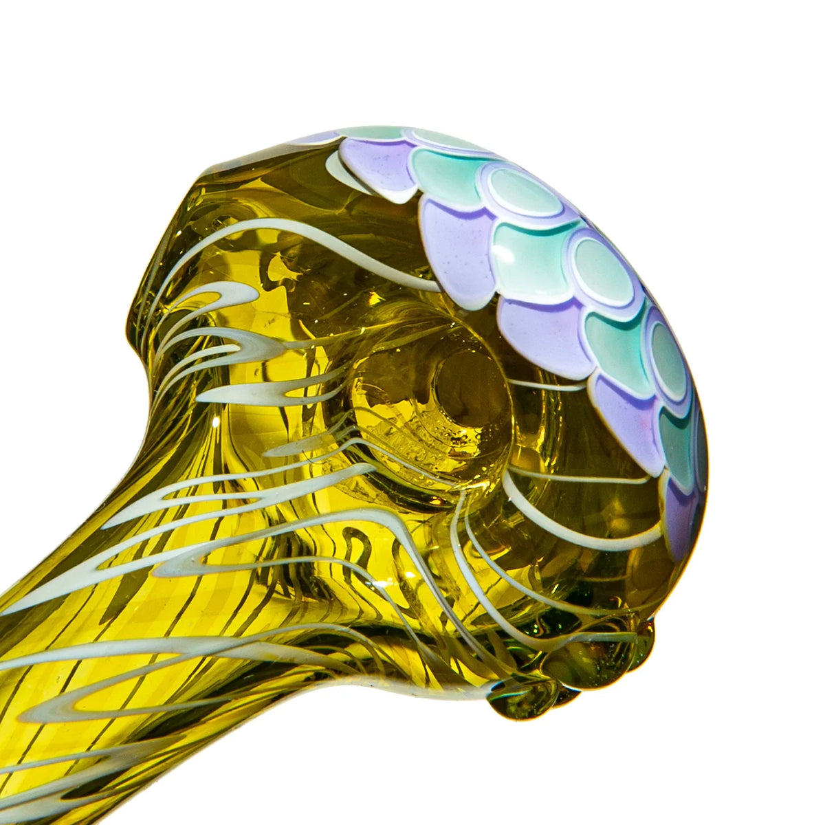 Olour Glass - Mint & Violet Dotstack Gold Scribble Spoon