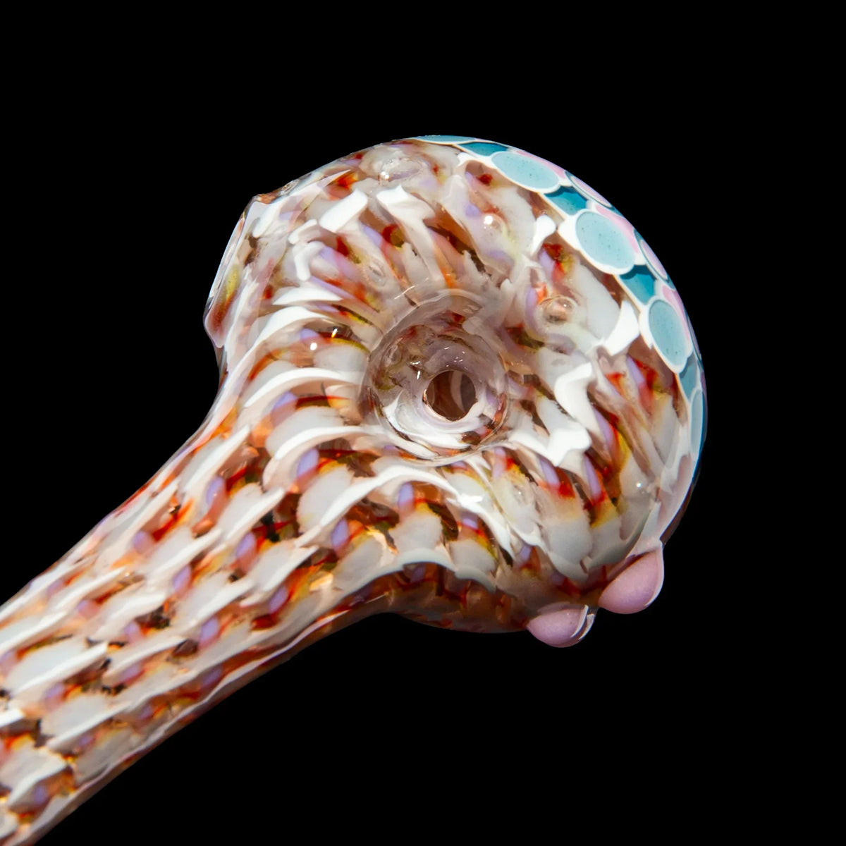 Olour Glass - Pink & Light Blue Dotstack Heliocoil Spoon