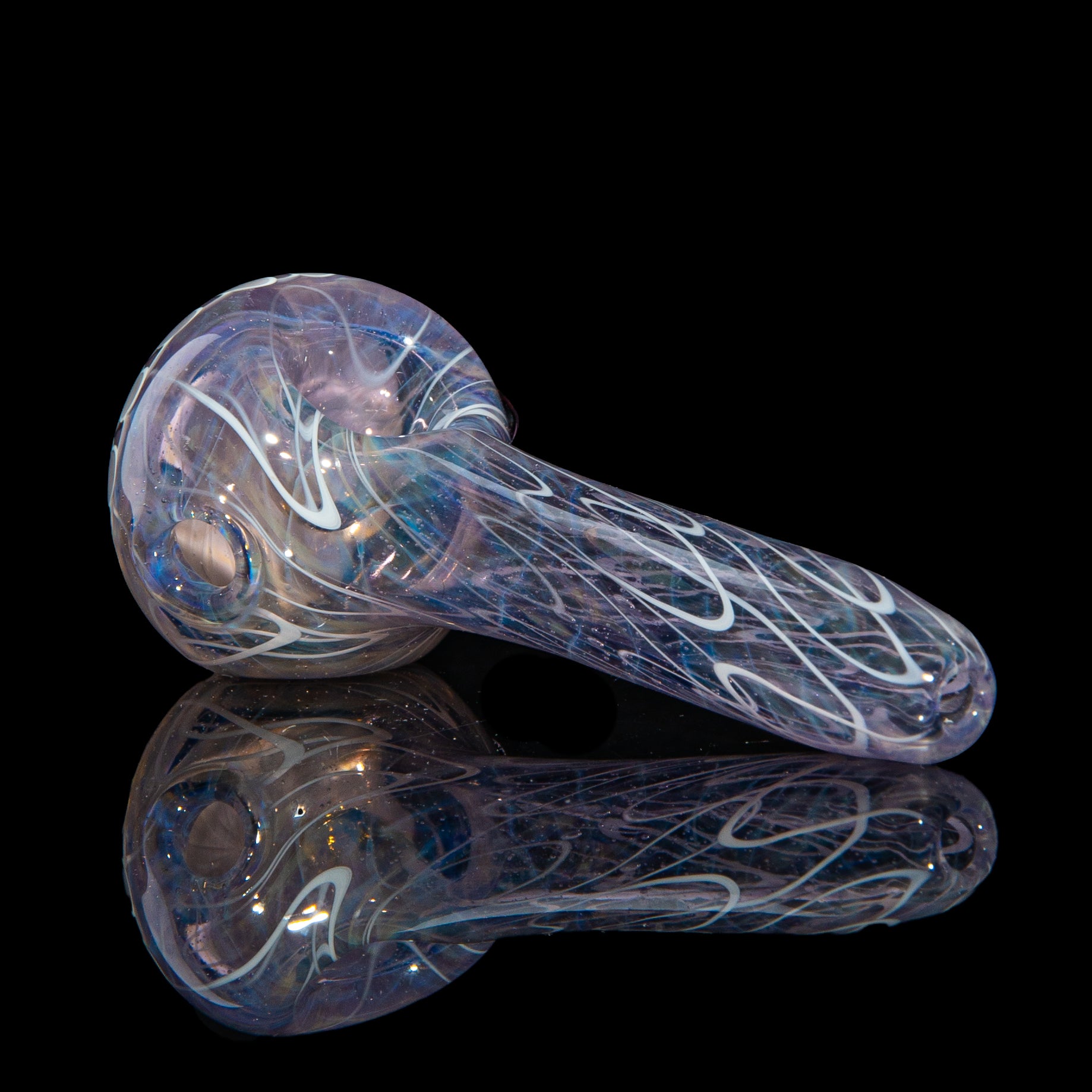 Olour Glass - Purple & White Dotstack Purple Scribble Spoon