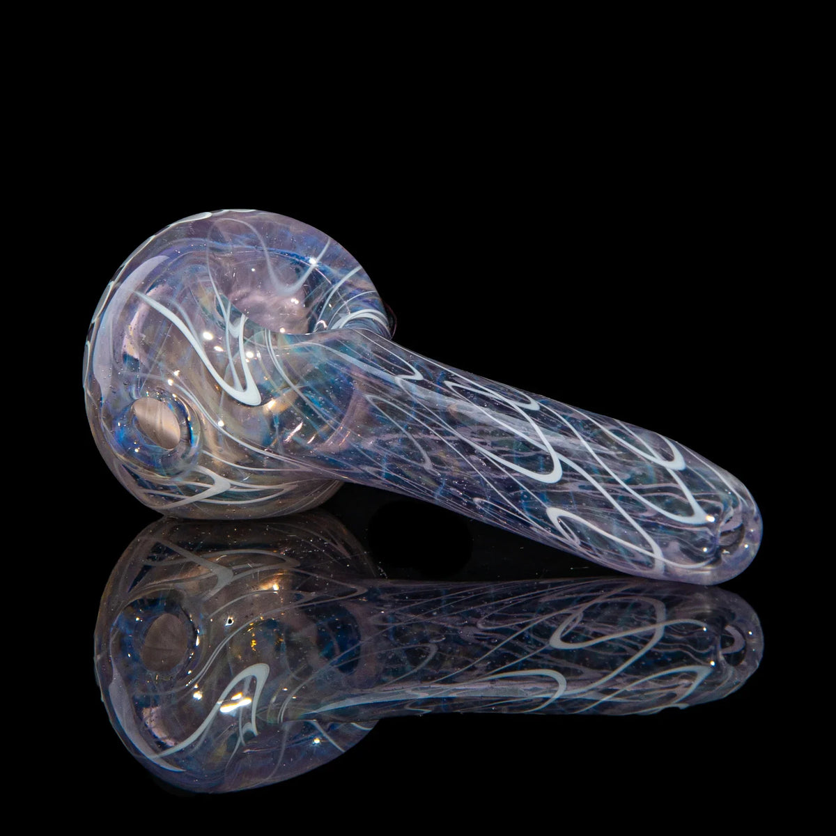 Olour Glass - Purple & White Dotstack Purple Scribble Spoon