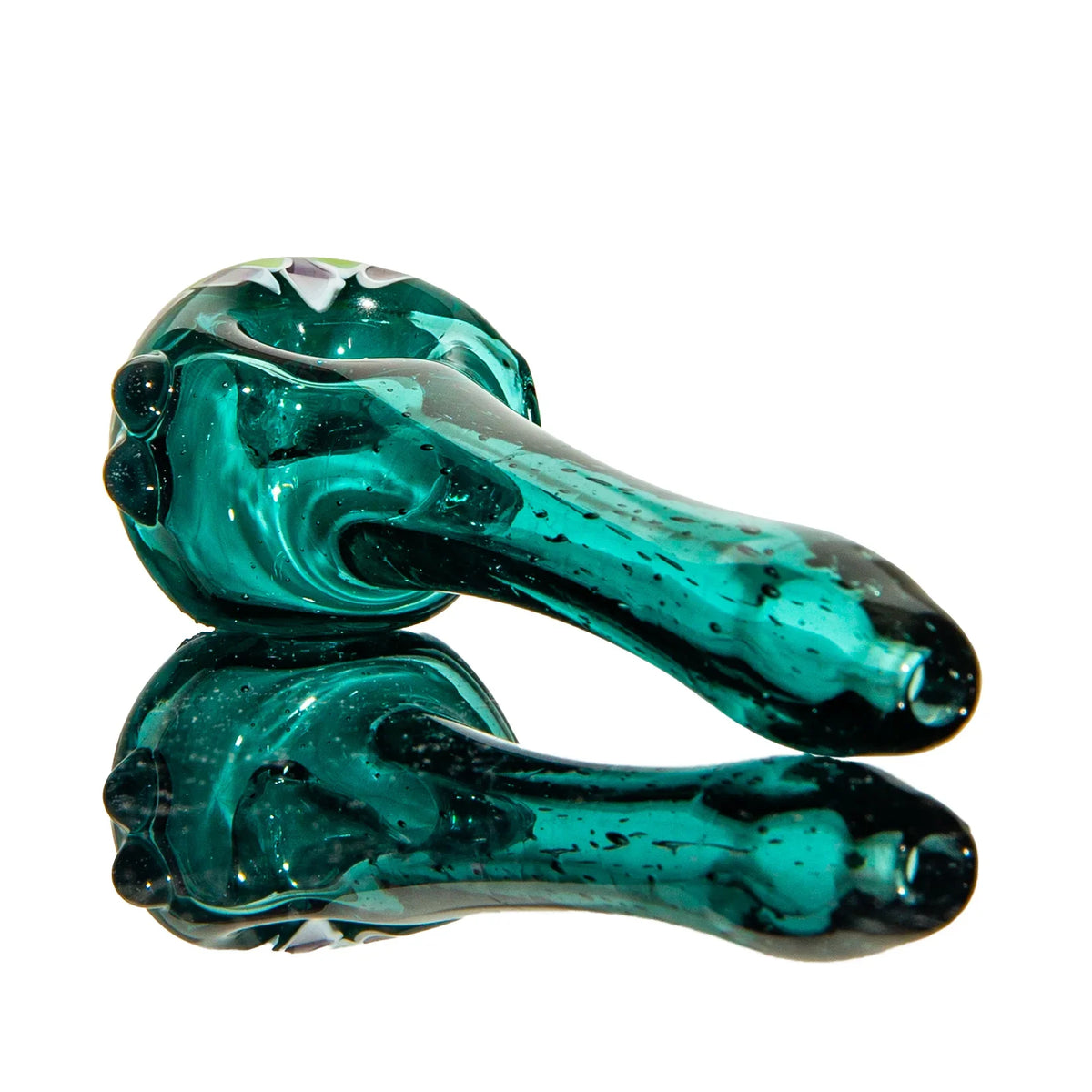 Olour Glass - Red , Lime & Violet Dotstack Teal Spoon