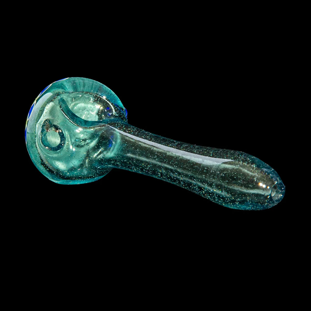 Olour Glass - Yellow, Blue & Black Dotstack Sea Green Spoon