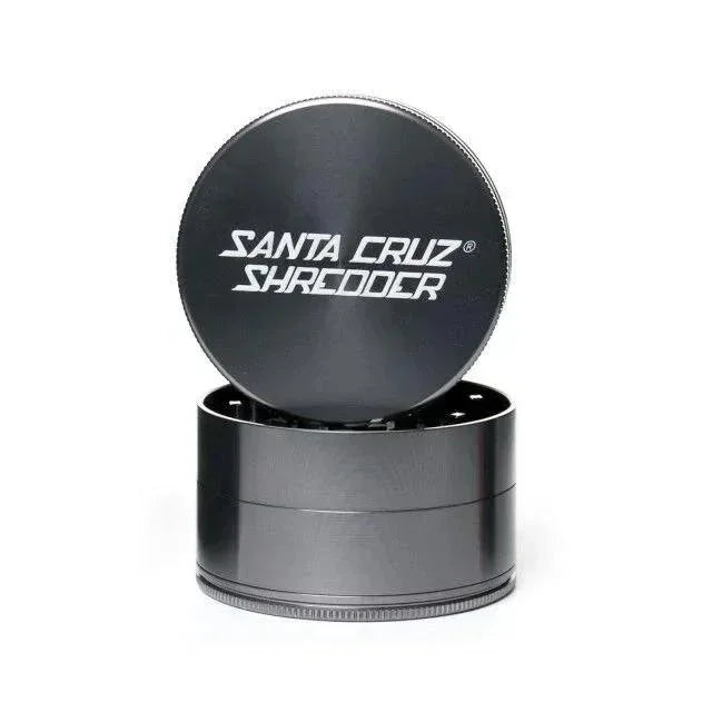Large grey 4-piece Santa Cruz Shredder herb grinder on white background