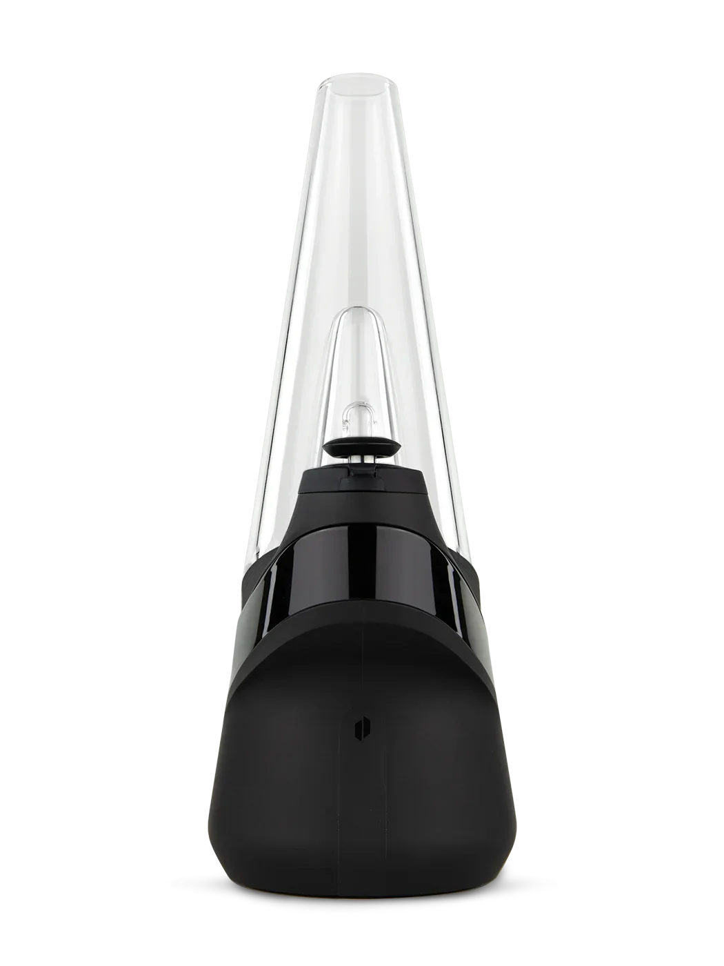 Black and clear electronic vaporizer with modern design on white background