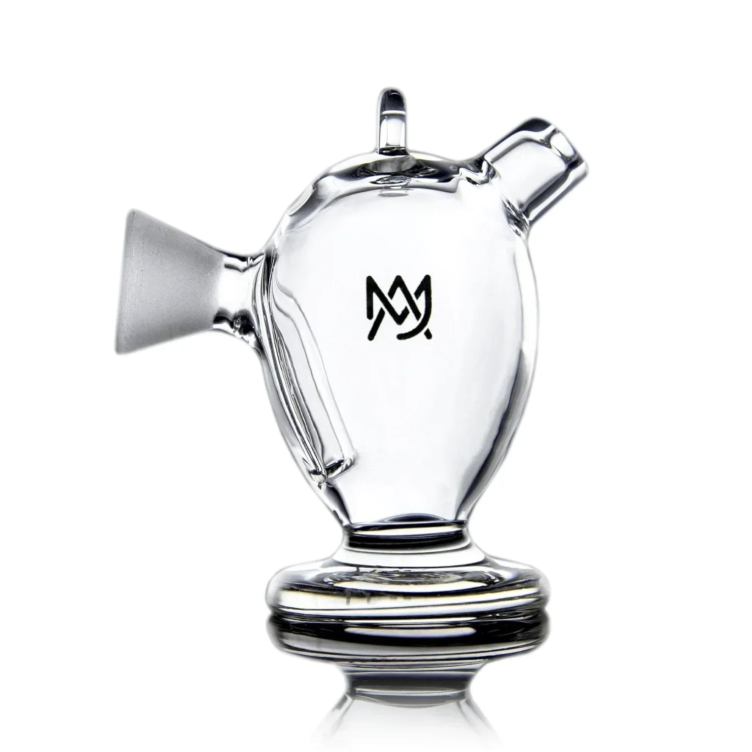Clear glass recycler attachment with logo, premium smoking accessory for vaporizers