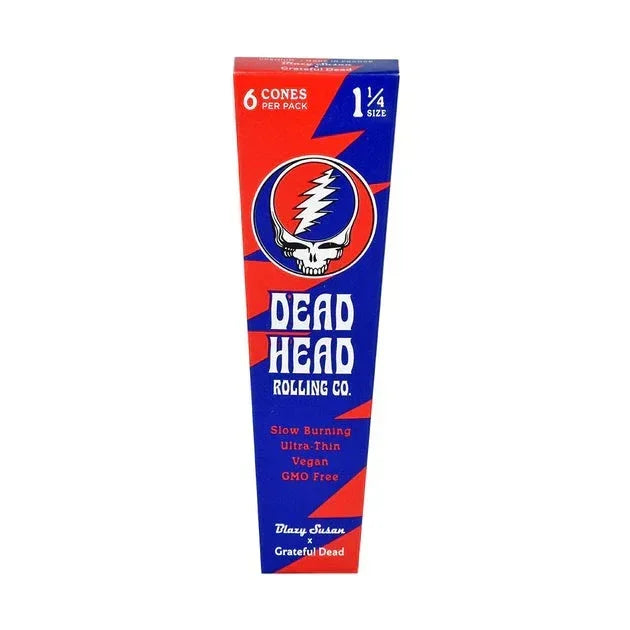 Dead Head Rolling Co. 6-pack 1¼ size slow burning vegan rolling cones with Grateful Dead logo