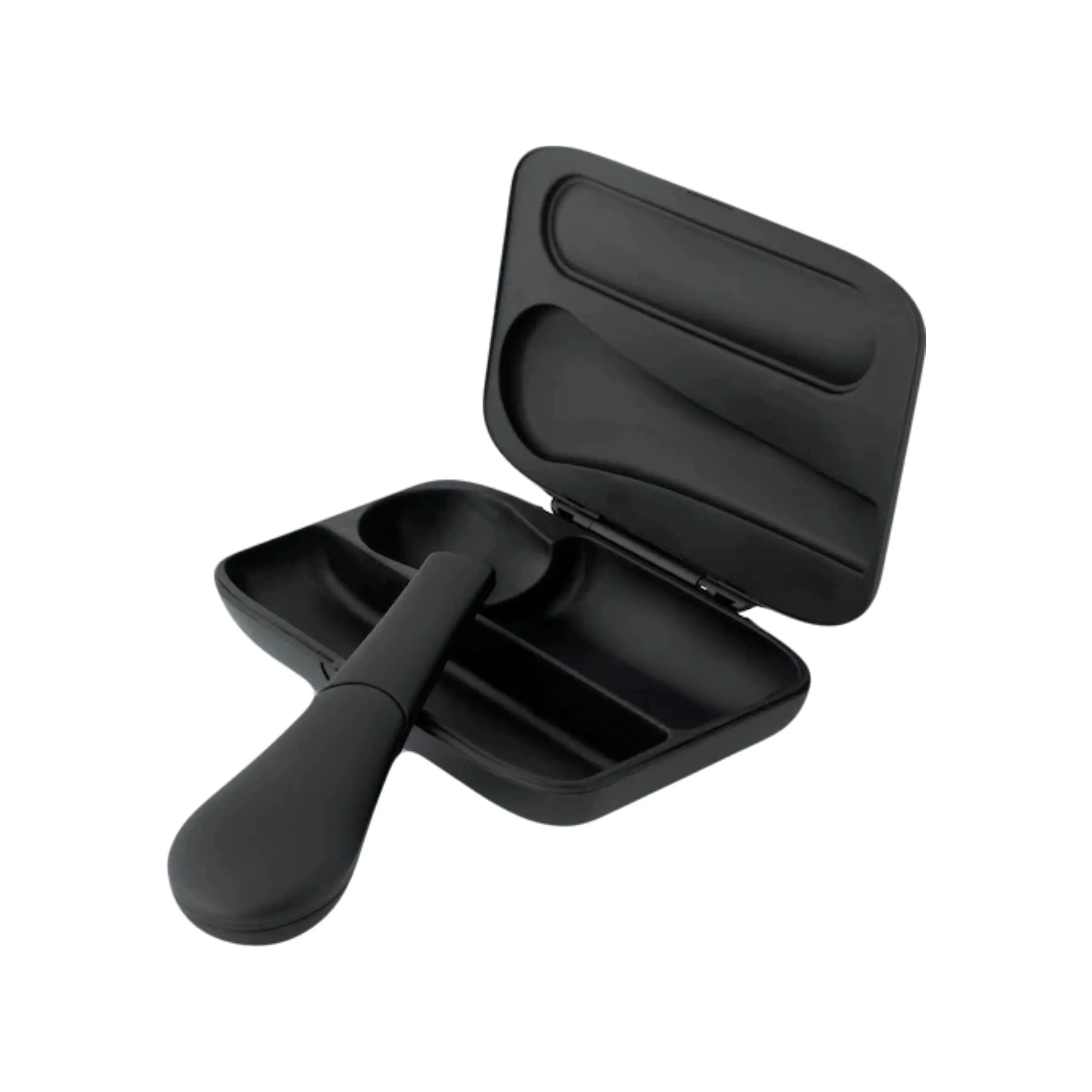 Black silicone hand pipe with matching travel case for herb smoking accessories
