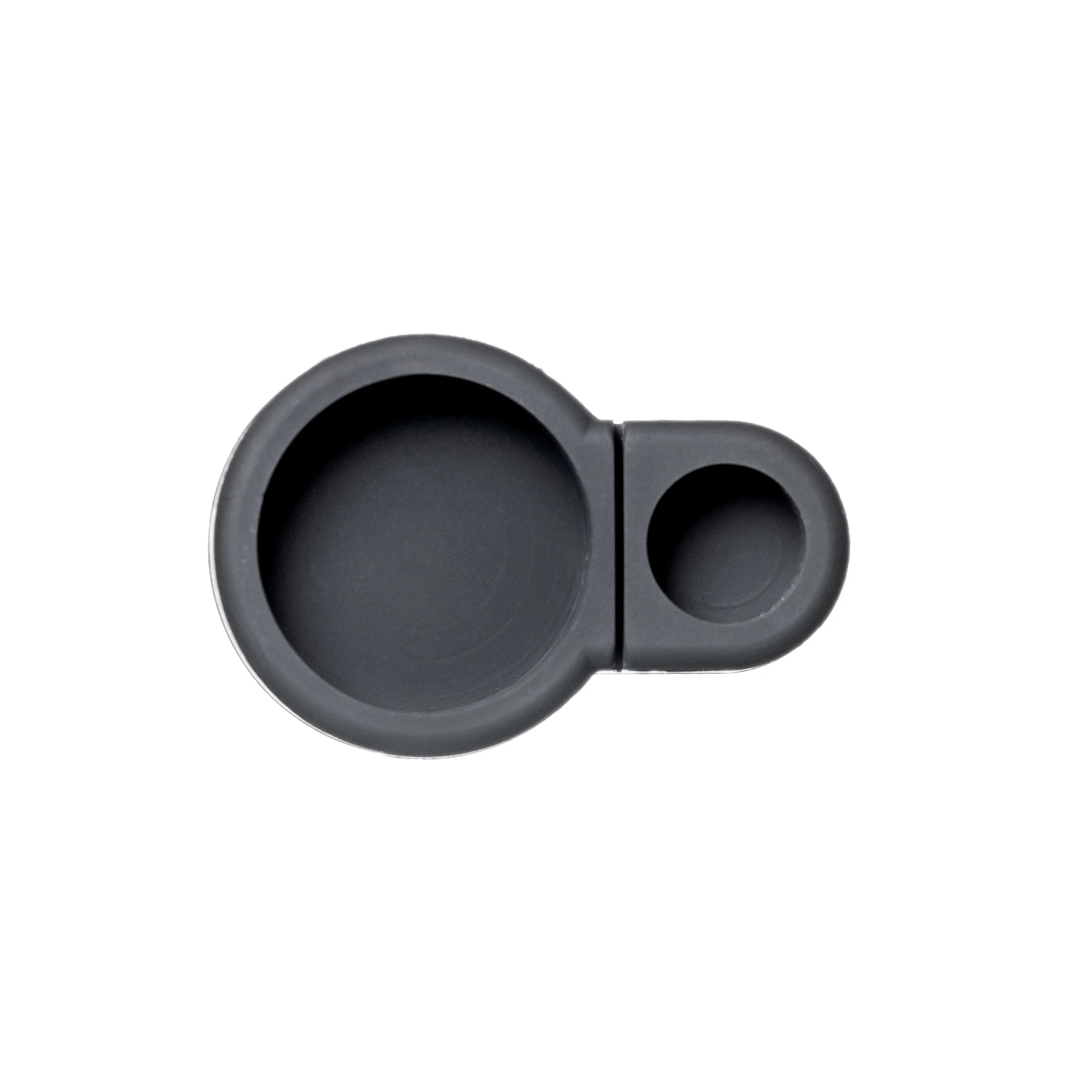 Black silicone dual concentrate container with two round storage compartments
