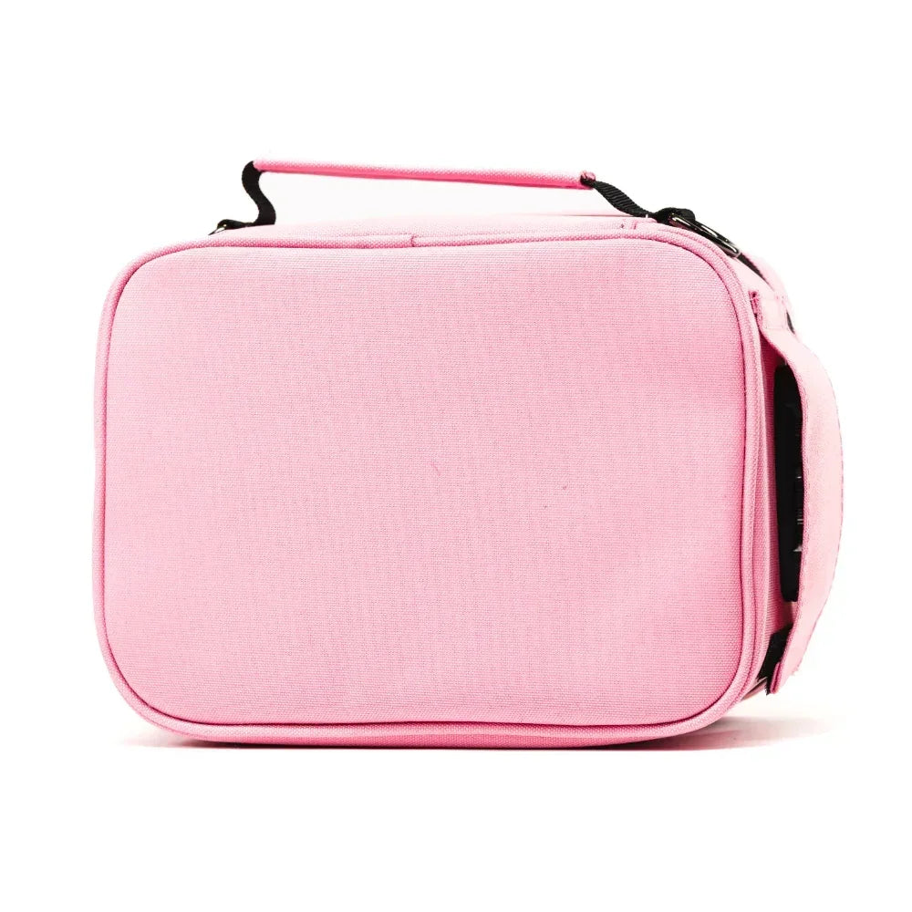 Pink smell proof stash bag with handle, odor resistant storage case