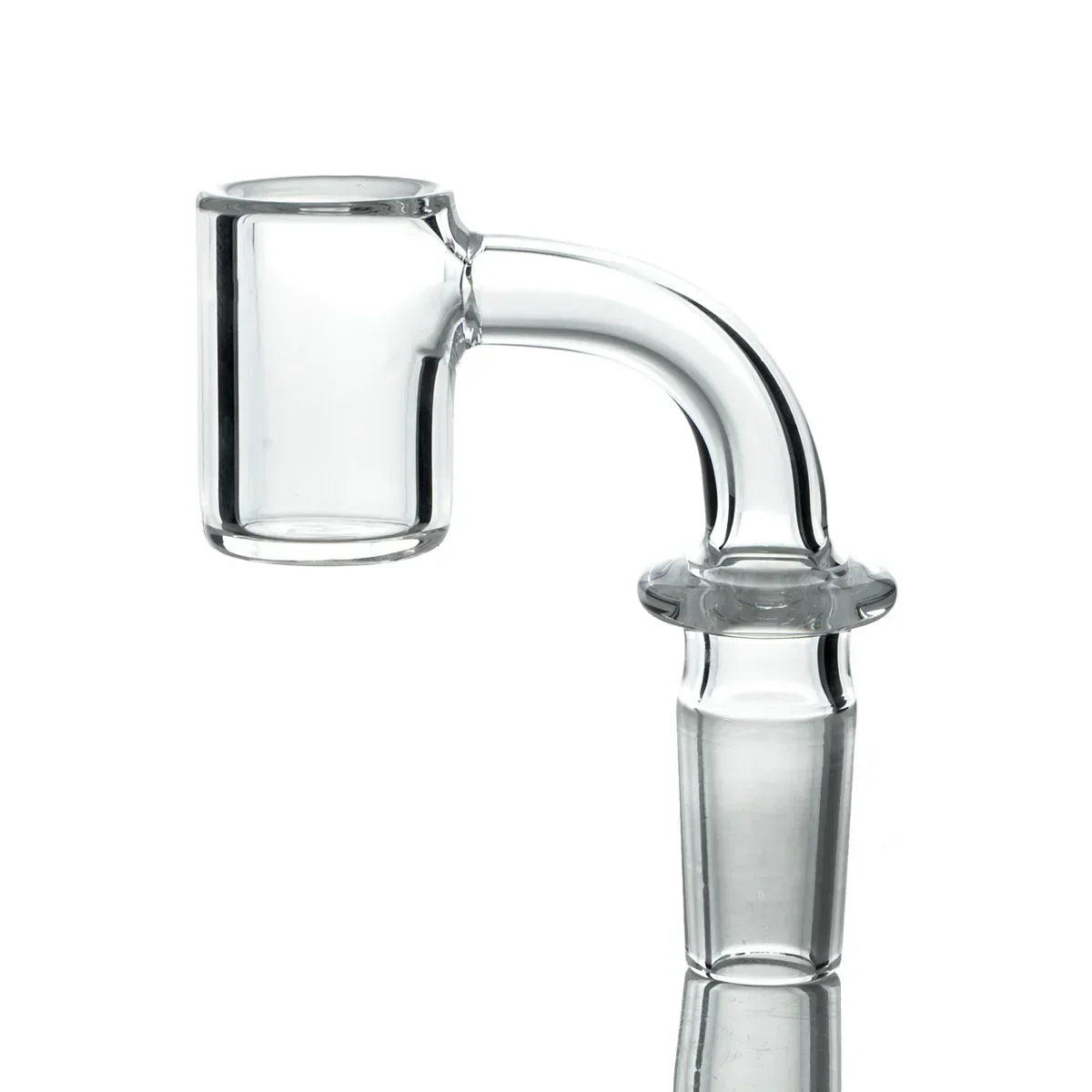 Clear glass quartz banger accessory for water pipe or dab rig on white background