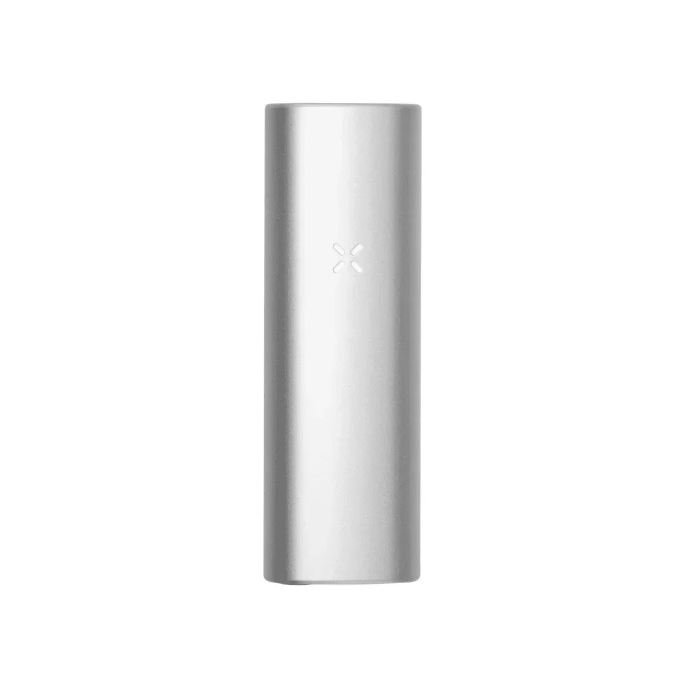 Silver portable vaporizer with minimalist design on white background