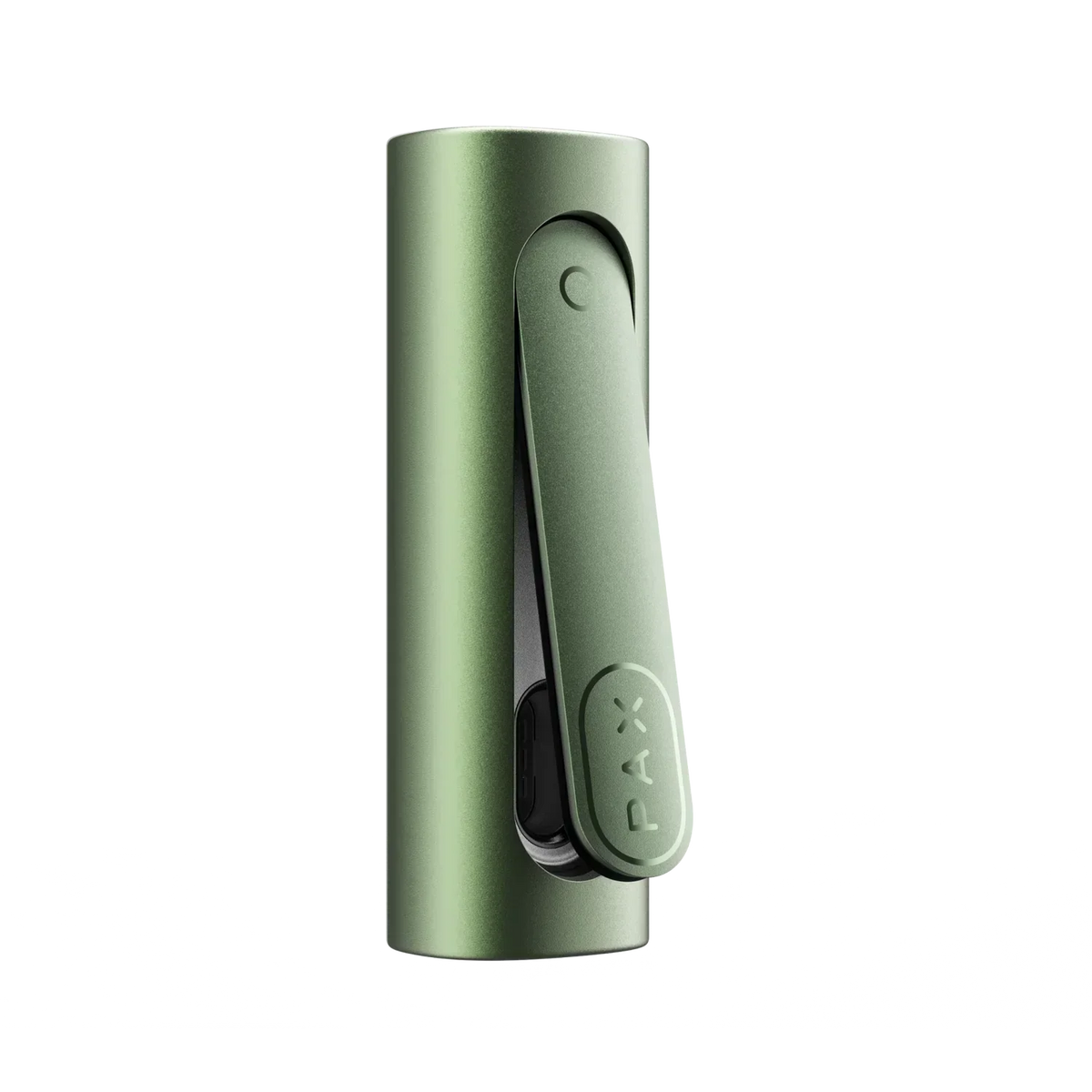 Green PAX vaporizer device with sleek, modern design and portable clip.
