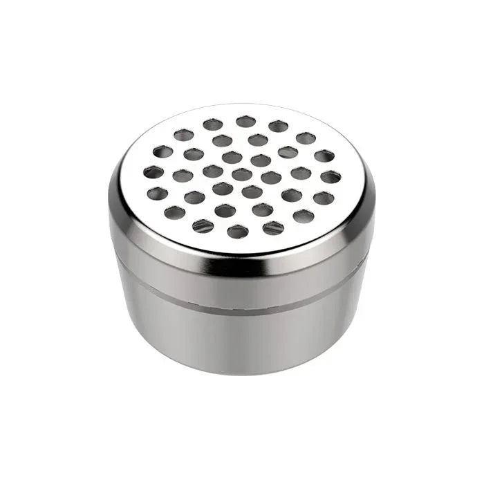 Stainless steel herb grinder with perforated lid for smoking accessories