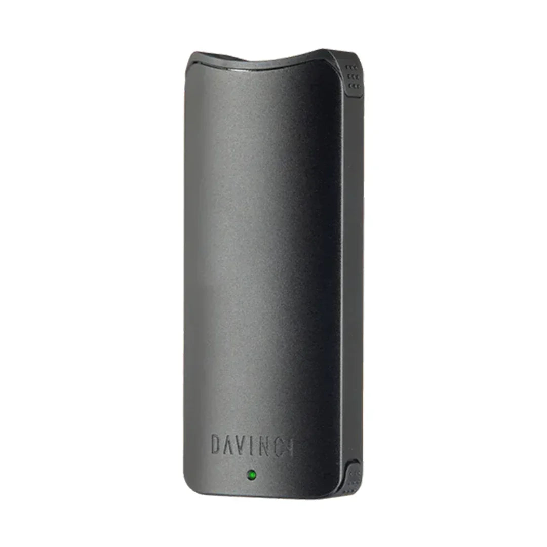 Sleek black portable dry herb vaporizer with LED indicator and minimal design