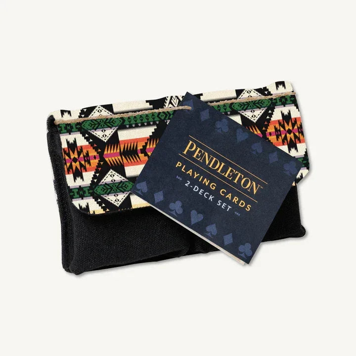 Pendleton playing cards 2-deck set with case featuring colorful geometric pattern