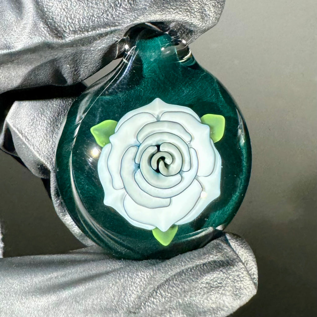 Florin Glass - White Rose Pendant