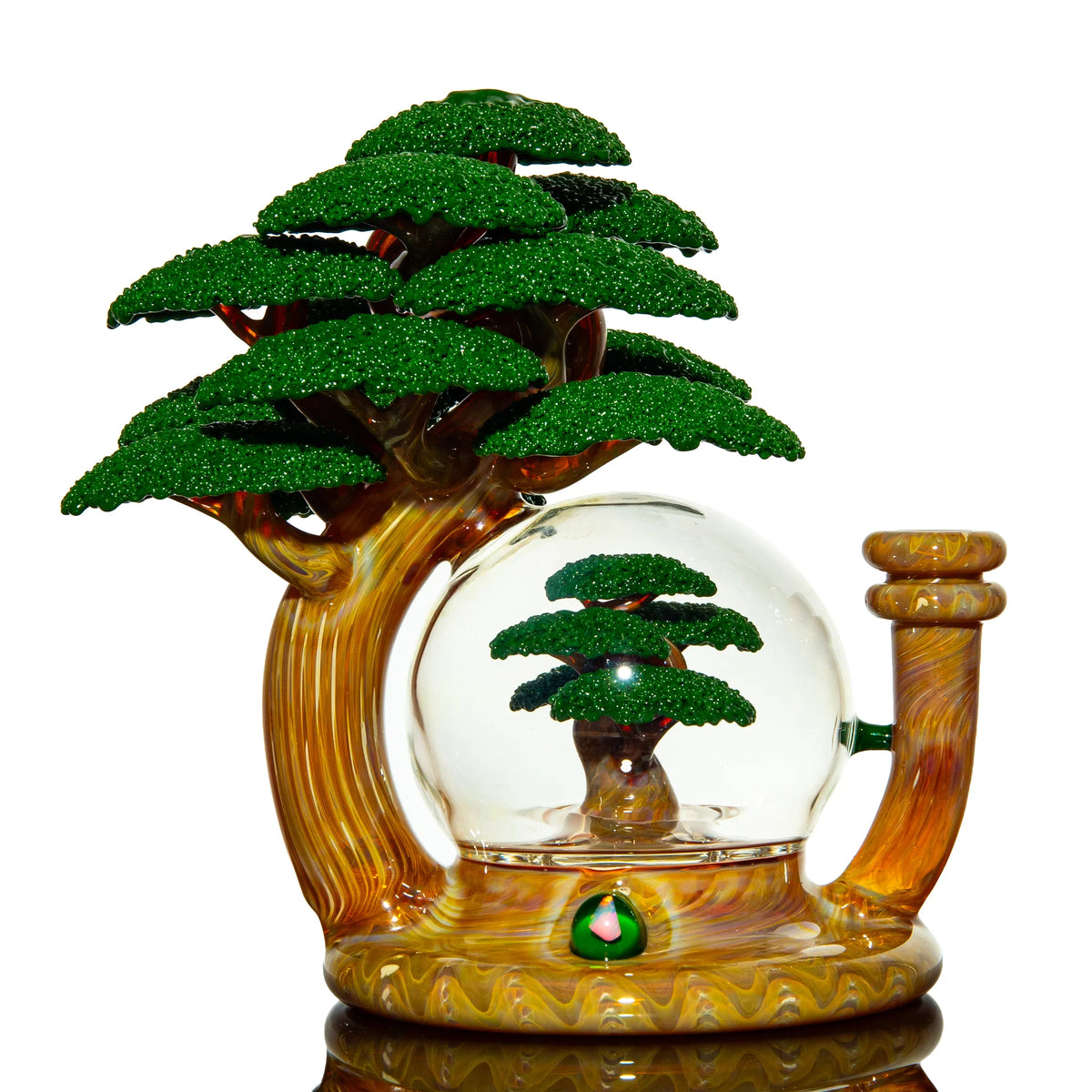 Hand-blown glass dab rig with a bonsai design by Bubbles The Butcher