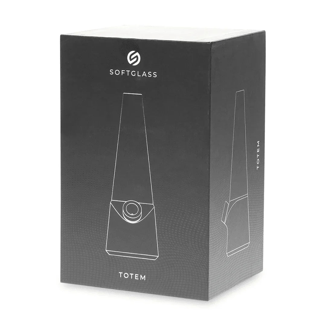 Softglass Totem glass accessory packaging box with minimalist black design